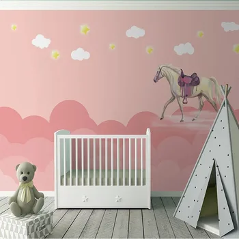 מותאם אישית קריקטורה 3D טפט ורוד קריקטורה השינה של הילדים רקע טפט על קירות חדר השינה המסמכים דה Parede Tapety פרסקו