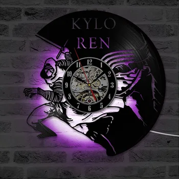 יצירתי חלול CD שיא שעון קיר קלאסי Kylo רן אמנות התקליט ויניל שעון עתיק עבודת יד, עיצוב הבית תלוי LED שעון