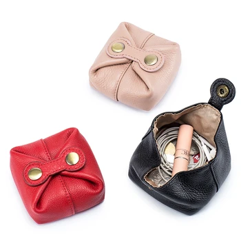 עור אמיתי נשים קוסמטיים תיק חמוד איפור פאוץ נסיעות קטן אוזניות מפתחות התיבה שפתון מארגן תיק האופנה מיני ארנק מטבעות