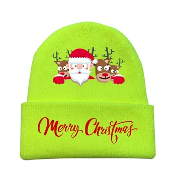 בנות כובע גברים ונשים, הורים וילדים כובע בייסבול הסתיו והחורף קריקטורה חמוד חג המולד דפוס שטוח כובע גברים בד