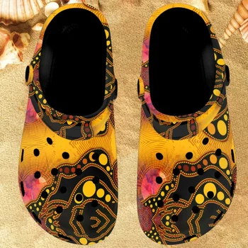 Twoheartsgirl אוסטרליה האבוריג ' ינים ילידי טביעת הרגל נוף הביתה נעלי נשים קיץ חור נעלי חוף סנדלי נעליים