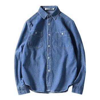 וינטג 'ינס מזדמן חולצת גברים שרוול ארוך ז 'קט הג' אופנת רחוב יפנית באגי הלבשה עליונה 2023 אופנה, Mens בגדים