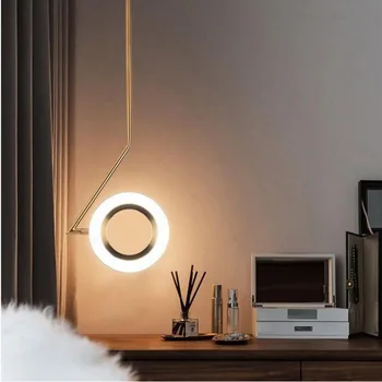 נורדי אור יוקרה יצירתי מעגל קטן תליון מנורה הטלוויזיה רקע קיר מסעדה בר חדר השינה המיטה נברשות קישוט