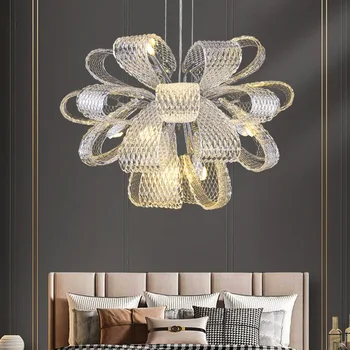 אור יוקרה כרום ברזל קריסטל נברשת בסלון מנורה פשוטה אווירה מסעדה וילה דגם חדר יצירתי מנורות