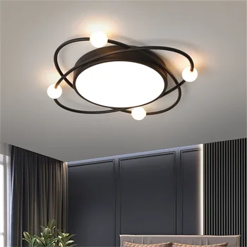 TEMAR נורדי אור תקרת עכשווי שחור עגול מנורה גופי LED הביתה דקורטיביים על החיים חדר השינה