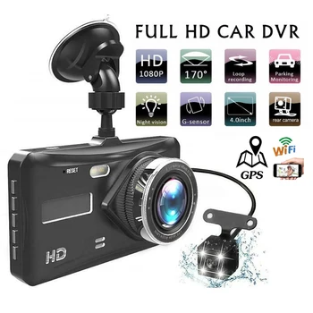 דאש מצלמת רכב DVR-WiFi Full HD 1080P מצלמה אחורית לרכב מקליט וידאו ראיית לילה אוטומטי Dashcam מצלמה GPS Tracker קופסה שחורה.