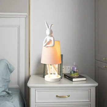 68CM רטרו אמבטיה ארנב מנורת שולחן בעיצוב שרף הרא מנורת שולחן הסלון קישוט חדר השינה מנורת שולחן מנורת הלילה