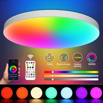 LED מסביב התקרה אור דו צדדית תאורה גרפיטי יישום בקרות אורות התקרה חכם RGB ניתן לעמעום תאורת חדר השינה