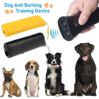 2 ב 1 נגד נביחות מכשיר כף יד LED קולי כלב המחמד Repeller שליטת האימון מכשיר מאמן עם אורות