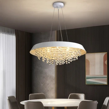 מודרני נברשת קריסטל נברשת חיים יוקרה בחדר האוכל סביב התקרה תליית מנורה קישוט הבית LED גופי תאורה