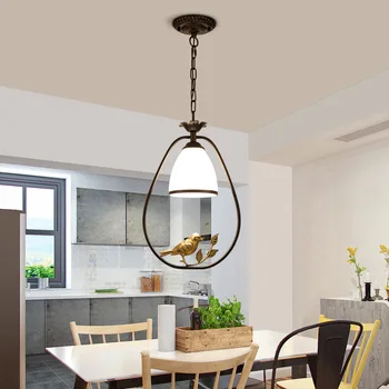 אמריקאית בחדר האוכל נברשת יצירתי ציפור E27 ברזל מנורות זכוכית מודרני סלון, חדר שינה למסדרון מרפסת אורות דקורטיביים