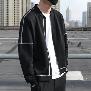 אביב סתיו אופנה קוריאנית ספורט אופנתי ז 'קט איש עסקים מזדמנים Y2K מוצק צבע חולצות גברים רופף חולצות וינטג' זכר מעיל