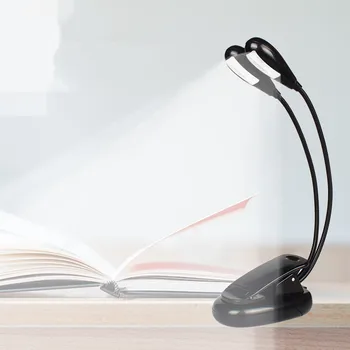 סופר מתכוונן קוטב כפול ספר מנורת Goosenecks קליפ על מנורת LED מוסיקה לעמוד בקריאת הספר אור ספר אור Led