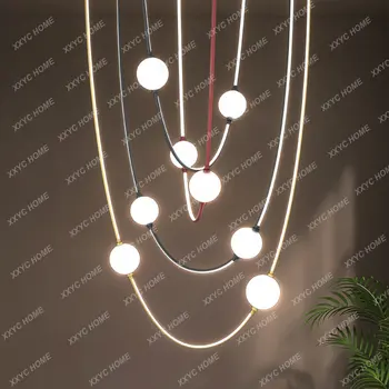 קו תליון אור על הסלון מסעדה וילה המדרגות האישיות אקריליק תלוי אור שעועית קסם קו המנורה