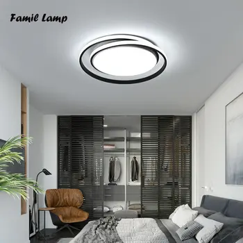 מודרני, תקרת LED מנורות נברשות מינימליסטי עגול שחור על השינה ללמוד חדר האוכל בבית יצירתיות גופי תאורה