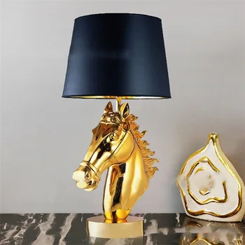 TEMAR נורדי מנורת שולחן LED יצירתי משובח שרף ראש של סוס שולחן צורה אורות הבית הסלון, חדר השינה ליד המיטה עיצוב