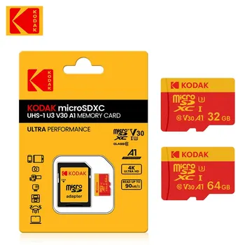 קודאק מיקרו SD כרטיס אדום, כרטיס זיכרון עם מצליחה adapte 32GB Sdhc 64GB MicroSDXC, MicroSD C10 A1 TF כרטיסי פלאש Cartao De Memoria