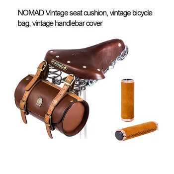 נומאד זמש יד תפור אופניים לטפל להגדיר,כביש אופניים עור רטרו כרית מושב קטן, דלי עיצוב אופניים התיק