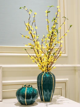 ירוק מוזהב, אגרטלים קישוט הסלון סידור פרחים מיכל קרמיקה סימולציה פרח עציץ בבית המודרני קישוט