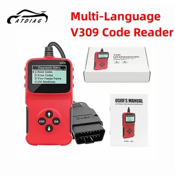 2023 Multi-Language V309 הקוד קורא קריאה/תקלה ברורה, אני/M DTC OBD2 OBDII / EOBD USB OBD 2 רכב אבחון סורק אוטומטי כלי