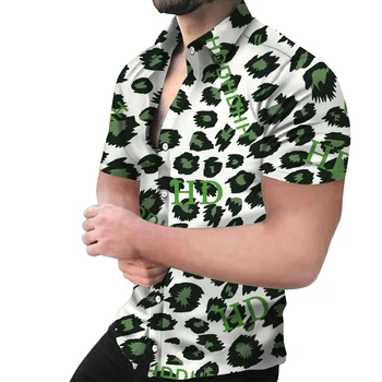 גברים חולצות קיץ חדשות נמר הדפסת 3D אחת עם חזה מקרית Slim Fit שרוול קצר קרדיגן רחוב היפ הופ בגדים