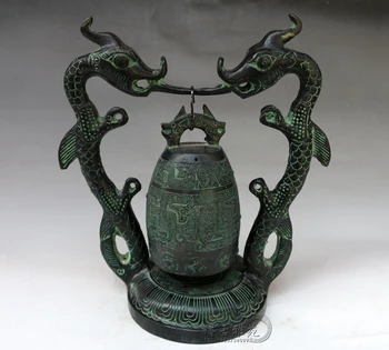 ברונזה עתיקים, כלי הדרקון כפול בל Bianzhong של המרקיז מלאכת ריהוט נחושת קישוט חדר kawaii אביזרים
