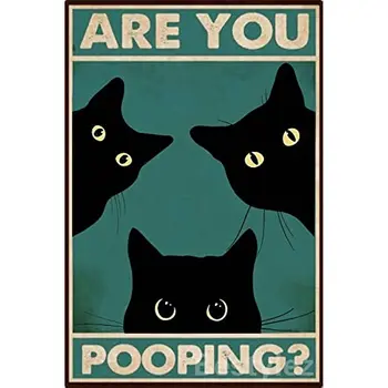 חתול שחור, אתה מתפוצץ? פח מצחיק לוגו אמבטיה קישוט הקיר