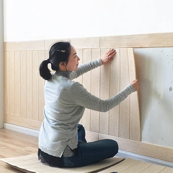10M דביק 3D טפט תפאורה קצף עמיד למים חיפוי קיר עץ גרגרים מדבקת קיר לילדים בסלון DIY רקע