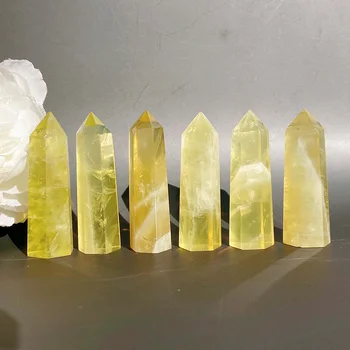 1pc טבעי קריסטל סיטרין נקודת רייקי ריפוי האובליסק צהוב מגדל אבן שרביט אבני חן היפה קישוט עיצוב הבית מתנה
