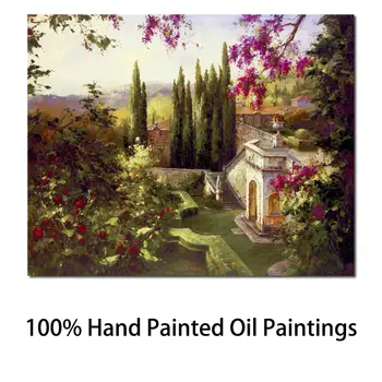 עבודת יד נוף אמנות בד נוף לגינה ציור שמן על חיים עיצוב חדר