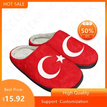 הדגל הטורקי הביתה כותנה מותאם אישית נעלי בית Mens Womens האחרון סנדלי קטיפה טורקיה השינה מזדמן להתחמם נעליים תרמיות נעל