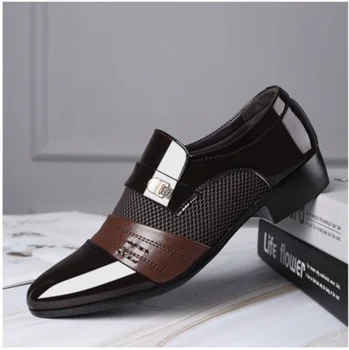 לשעבר גברים נעליים שחורות נעלי עור לגברים יוקרה בתוספת גודל המפלגה משרד עסקים נעליים מזדמנים מוקסינים פאטוס דה Vestir גבר