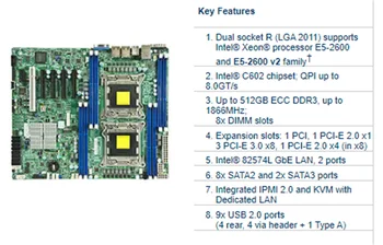 Supermicro X9DRL-אם לוח אם X79 C602 ערכת השבבים תומכת NVME PCI-E פיצול ערוץ כפול מעבד ATX server לוח האם