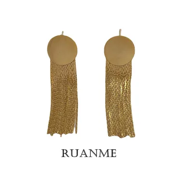2023 הצרפתי החדש רטרו גיאומטריים עגולה ארוכה שרשרת ציצית עגילי אופנה יוקרה אלגנטית נשים תכשיטים מתנות