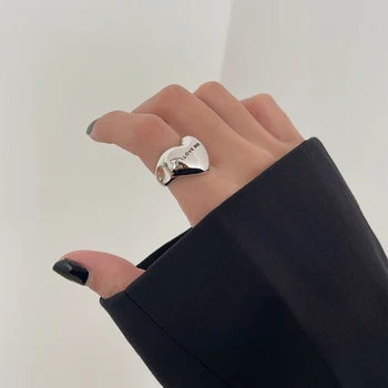 מתכוונן Stackable טבעות יום האהבה הלב טבעות פתח טבעת אצבע לערום טבעת פתוחה זוגות מבטיח תכשיטים-עיצוב