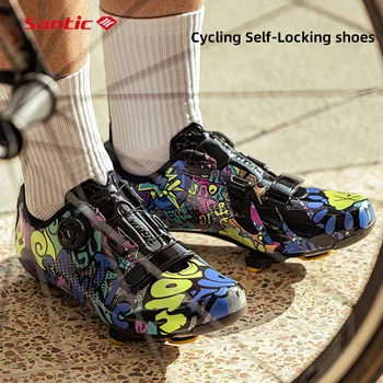 Santic בטיחות נעלי ספורט לגברים נעילה עצמית רכיבה על אופניים נעלי ספורט ניילון מקצועי מירוץ אופניים נעלי האולטרה אופניים ציוד