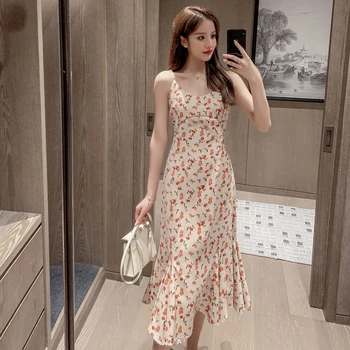 O 2023 Mujer בגדי נשים Yangyang & בקיץ FashionSummer חדש Suspender פרחוני לנשים אמצע אורך כל-התאמה Fishtail השמלה