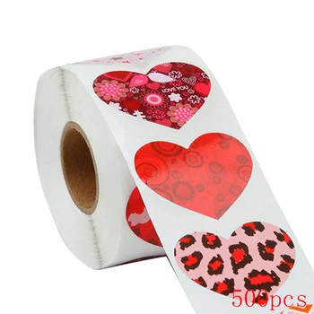 לב אדום צורת תוויות יום האהבה נייר אריזה מדבקה ממתקים Dragee תיק קופסא מתנה לארוז תיק נישואין