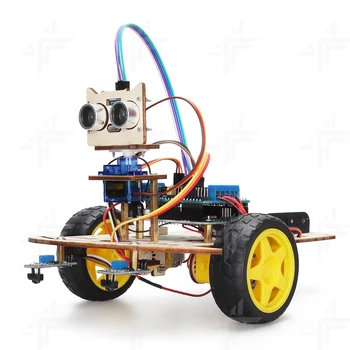 התחמקות ממכשולים חכם רובוט המכונית DIY רובוטיקה Starter Kit 2WD קוד פתוח תוכנית רובוטיקה ערכות גזע עץ אמנות