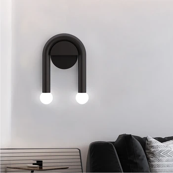המודרני הוביל מנורת קיר שחור נורדי תאורה יצירתיים חיים האמבטיה לחדר השינה ליד המיטה עיצוב פנימי פמוטים אור