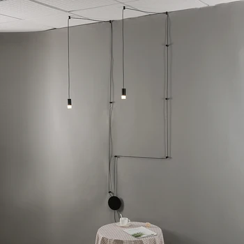 נורדי יצירתי ברזל פשוטים קו אורות תליון האישיות הפוסט-מודרנית מעצבת חדר האוכל המטבח תליון מנורה תעשייתי המנורה