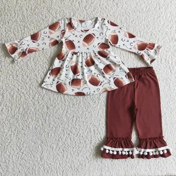 חם למכור RTS התינוק 2PCS ליפול בגדים בגדים הסיטוניים של ילדים Apparels פעוטות בנות תלבושות כדורגל