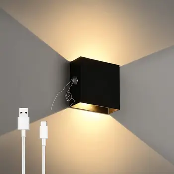 לגעת עמעום נטענת USB פמוט קיר אורות מגנטי LED מנורת קיר רכוב על המיטה במסדרון המדרגות.