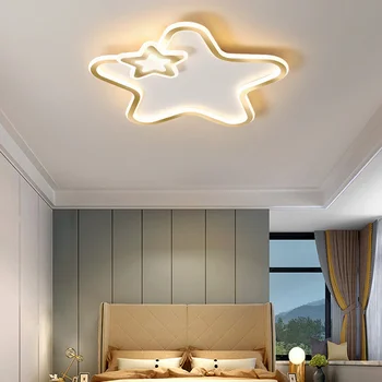 חדר ילדים חדר שינה מנורת LED מנורת תקרה פשוטה מודרני יצירתי אישיות זהב חמישה קודקודים משק ללמוד המנורה