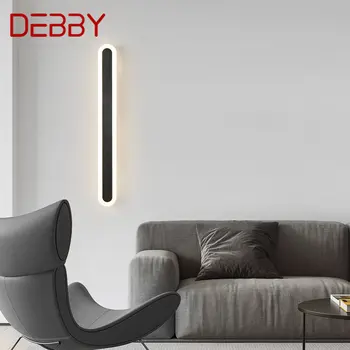 דבי מודרני פליז מנורת קיר שחור LED 3 צבעים יצירתי זמן מנורות קיר אור על מגורים בבית חדר השינה למסדרון עיצוב