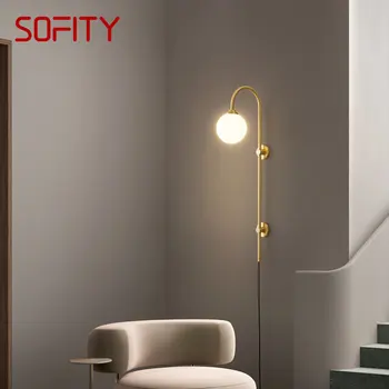 TEMAR מודרני פליז פמוט קיר אור LED מקורה זהב נחושת לצד מנורה יפה יצירתי עיצוב הבית השינה ואת המדרגות