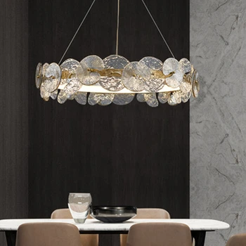LED מודרנית של האמנות הקלאסית תקרה נברשת עלה לוטוס תליון זכוכית אור הביתה דקו תליית מנורה חיה חדר אוכל חדר השינה