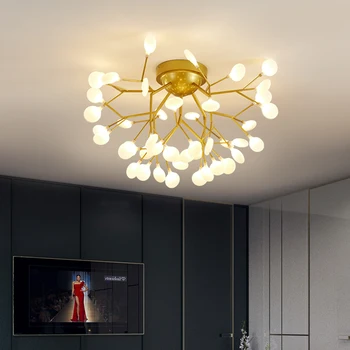 בסלון נברשת נורדי תוספות בסגנון מודרני פשוט, יצירתי אישיות השינה הוביל אורות הגחלילית המנורות בחדר אוכל