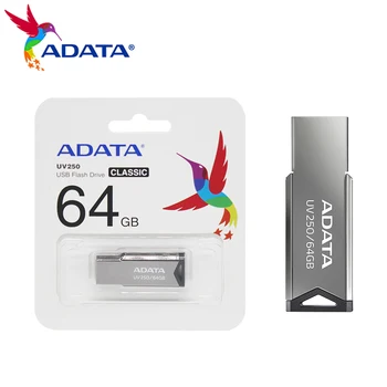 Adata USB 2.0 מתכת מקל זיכרון 32GB כונן פלאש 16GB Pendrive 64GB דיסק פלאש על המחשב 100% מקורי UV250