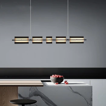 2022 סגנון חדש LED אורות תליון נחושת זכוכית מרובע בחדר האוכל בר Hanglamp אור יוקרה גובה מתכוונן זהב שחור מתכת